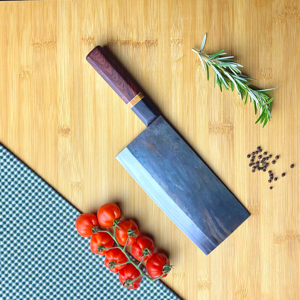 Traditional Chinese Cleaver Hand Forged Chef Knife Rosewood Handle 